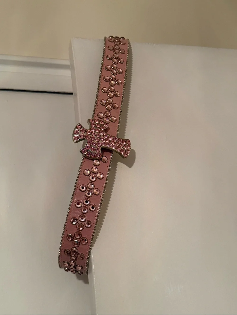 B. B. Simon Pink Bedazzled Crystal Rhinestone Belt XL